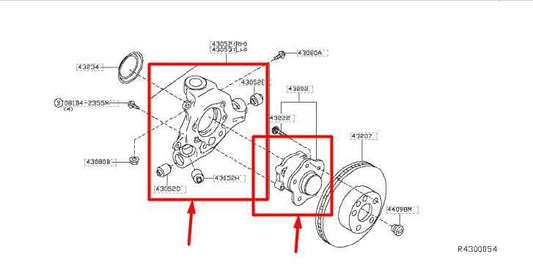 2014-2020 Infiniti QX60 FWD Rear Right Side Spindle Knuckle Hub 43018-3JA0A OEM - Alshned Auto Parts