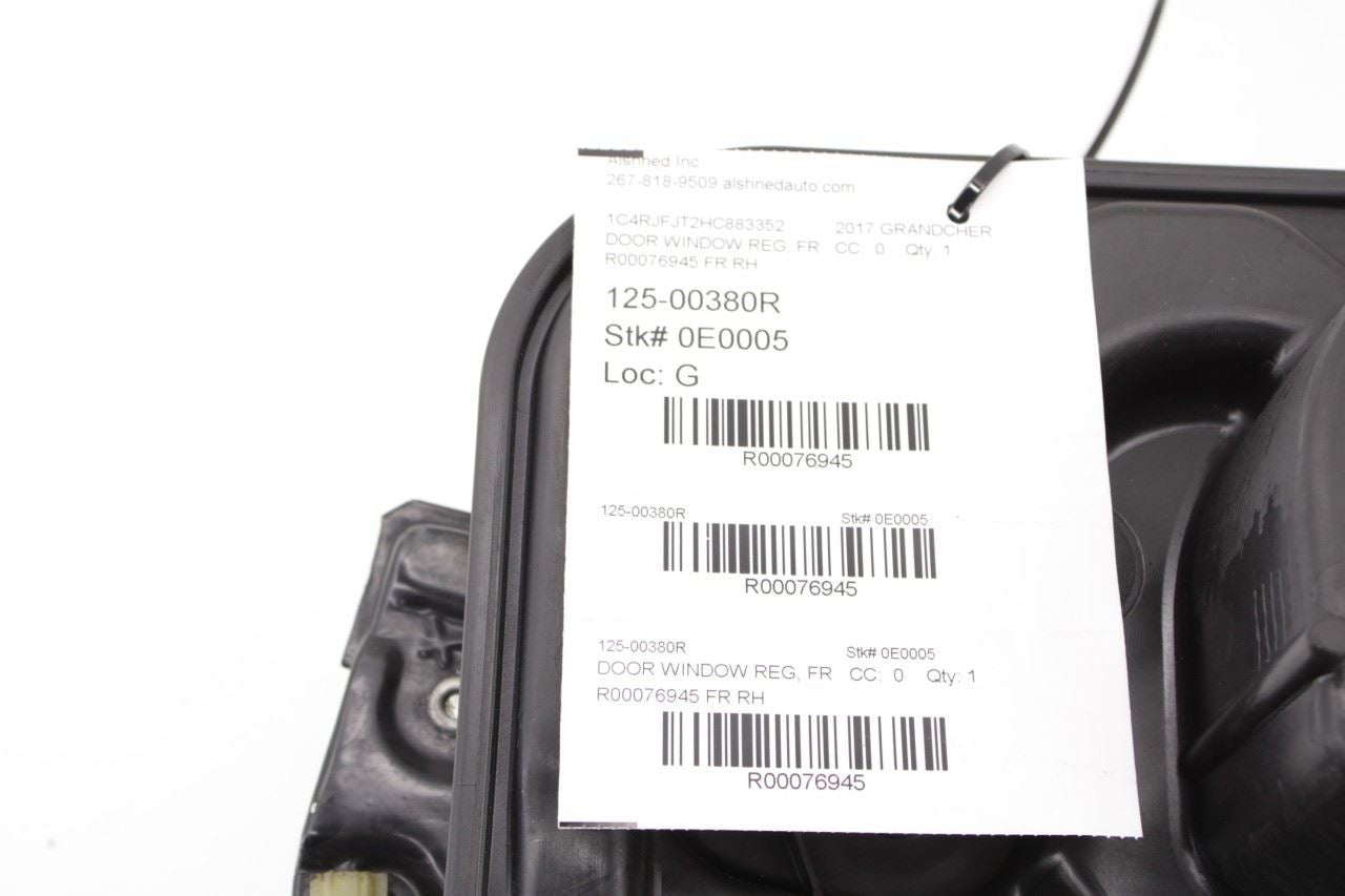 2011-22 Jeep Grand Cherokee Summit FR RH Door Window Regulator w/ Carrier Plate - Alshned Auto Parts