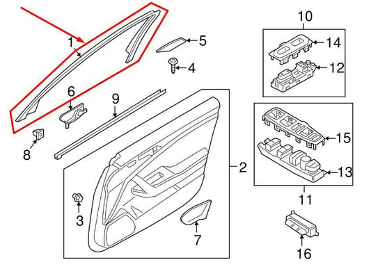 2018-2023 Kia Stinger GT1 Front Left Door Window Frame Trim Cover 82911-J5000 - Alshned Auto Parts
