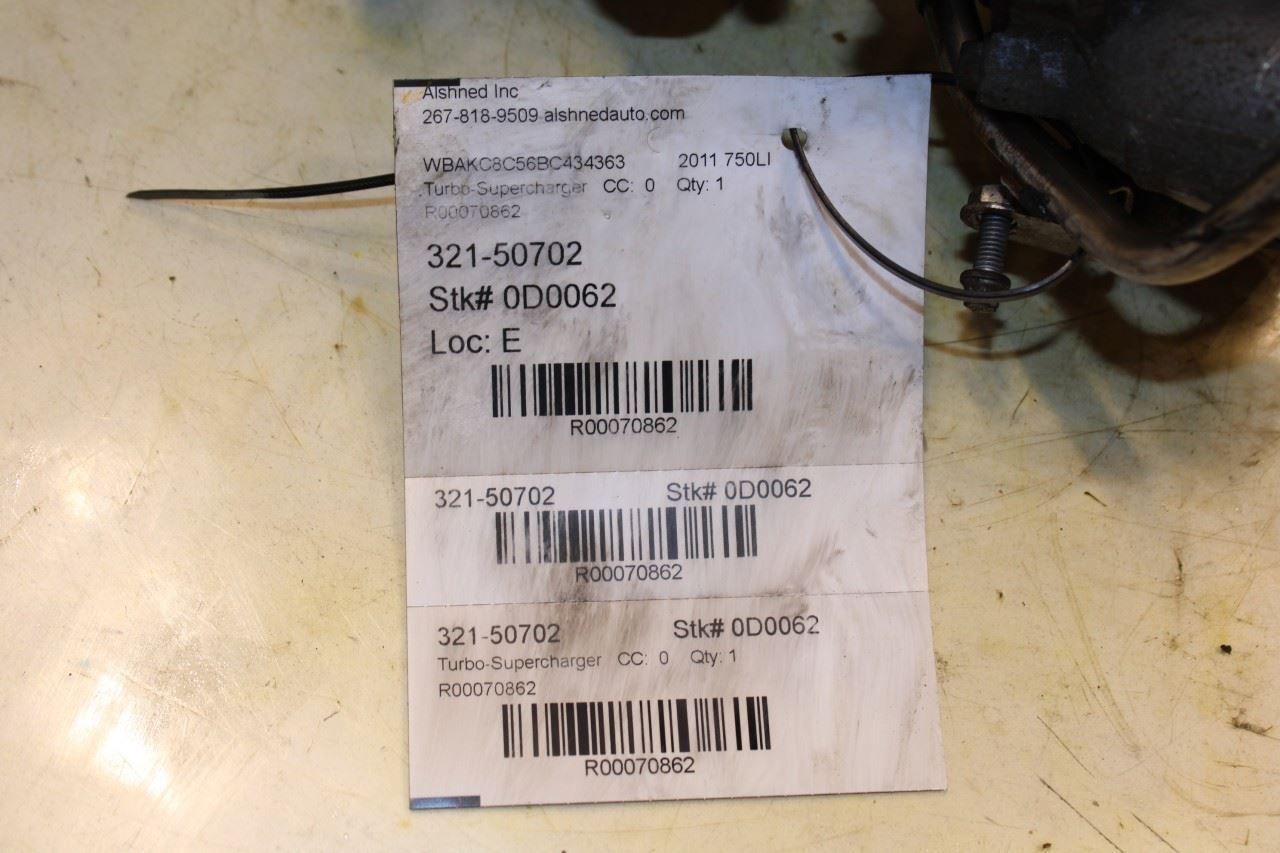 2010-2012 BMW 750Li xDrive 4.4L AWD Right Side Engine Turbocharger 115K 7576985 - Alshned Auto Parts