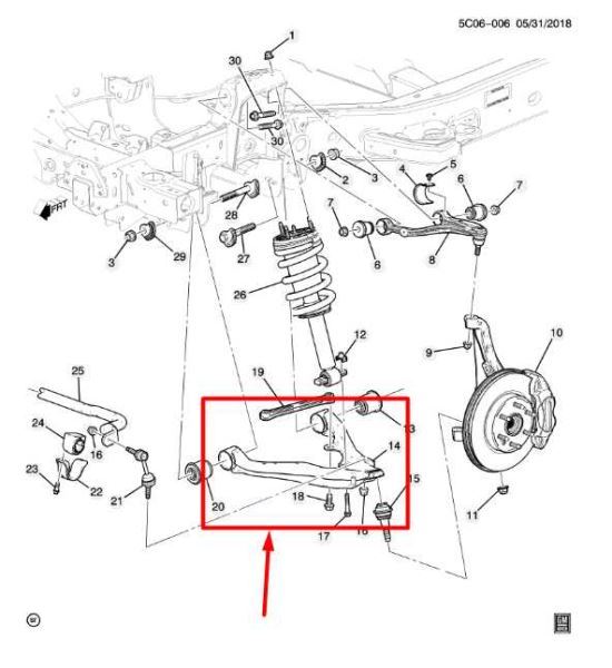 2019-23 Chevrolet Silverado 1500 FR RH Lower Suspension Control Arm 84973285 OEM - Alshned Auto Parts