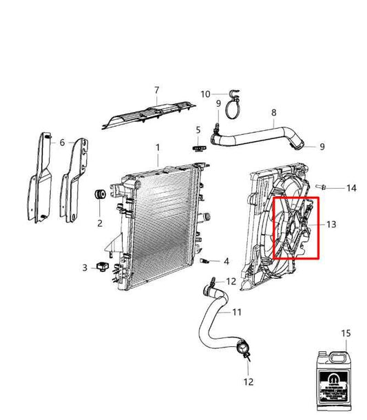 2012-18 Jeep Wrangler Unlimited Sport 3.6L Radiator Cooling Fan Motor 68143894AB - Alshned Auto Parts