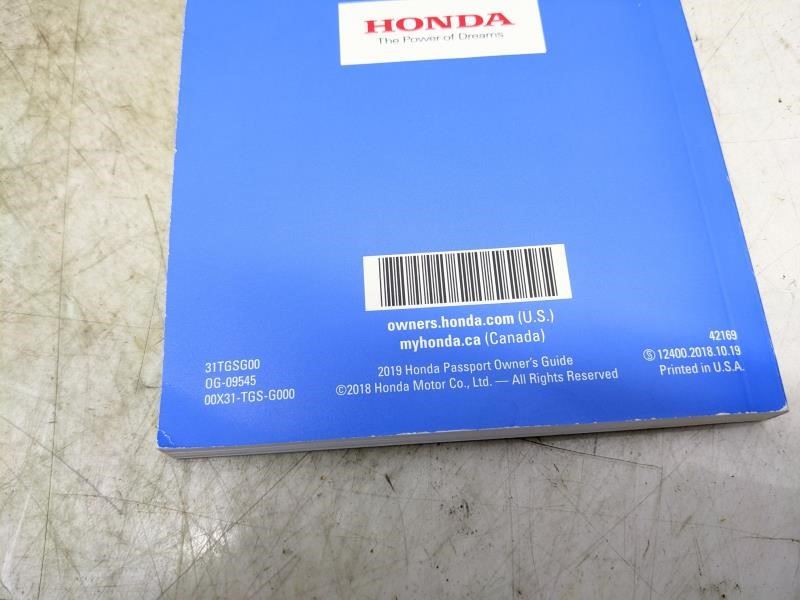 2019 Honda Passport Owners Guide Set with Case 31TGSG00 00X31-TGS-G000 OEM - Alshned Auto Parts