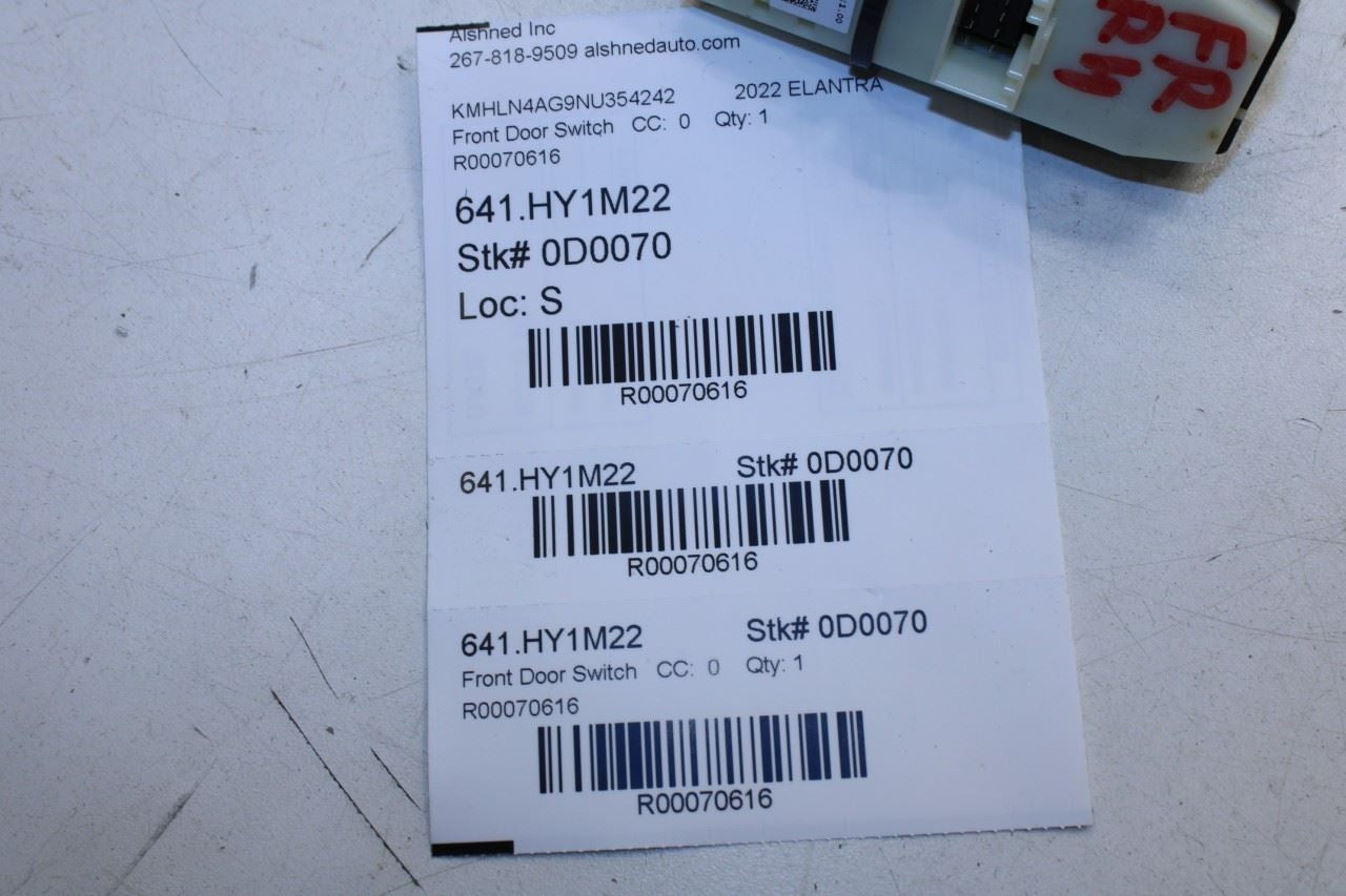 2021-2024 Hyundai Elantra SEL Front Right Power Window Switch 93581-AA100-YFR - Alshned Auto Parts