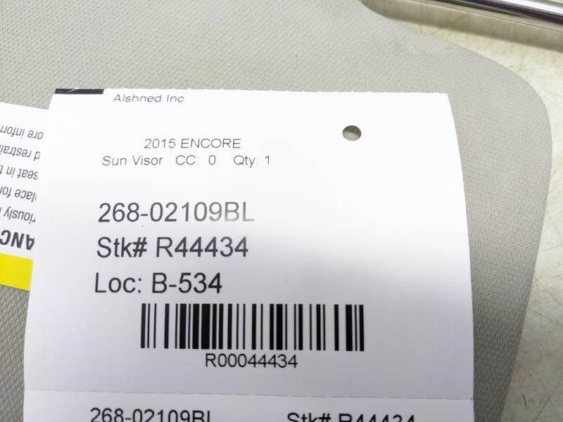 2015 Buick Encore Left Sun Visor w/ Illuminated Mirror 95430422 OEM