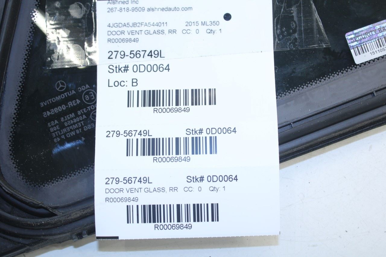 2012-2015 Mercedes-Benz ML350 Rear Left Door Quarter Window Glass 166-730-15-55 - Alshned Auto Parts