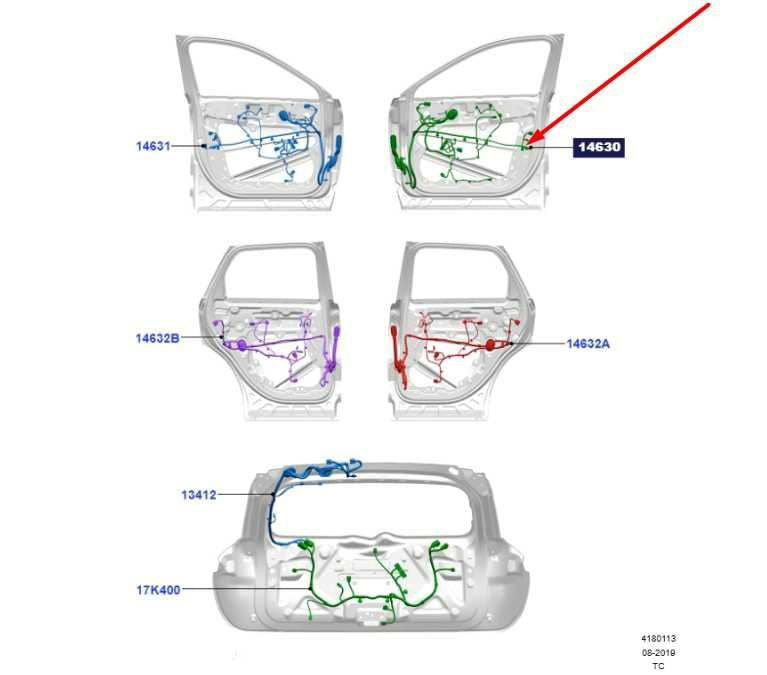2023-2024 Ford Escape ST Front Right Side Door Wire Harness PZ1T-14630-KN OEM - Alshned Auto Parts