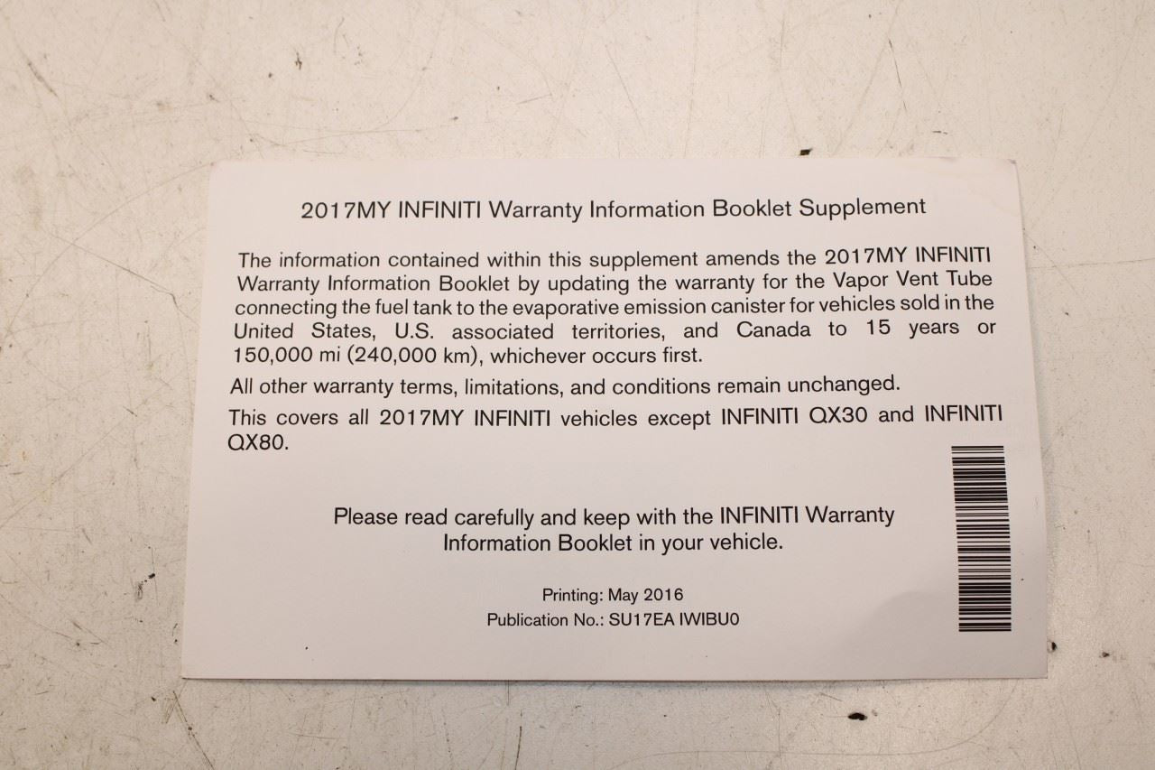 2017 Infiniti QX50 Owners Manual Set with Case R72267 *ReaD* - Alshned Auto Parts