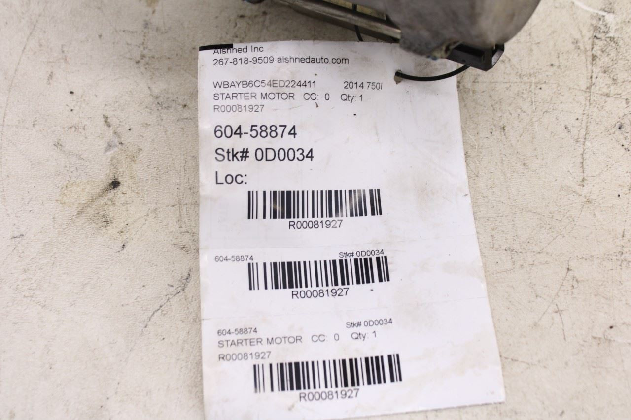 2013-2015 BMW 750i xDrive 4.4L AWD Engine Starter Motor 12-41-7-612-815 OEM10