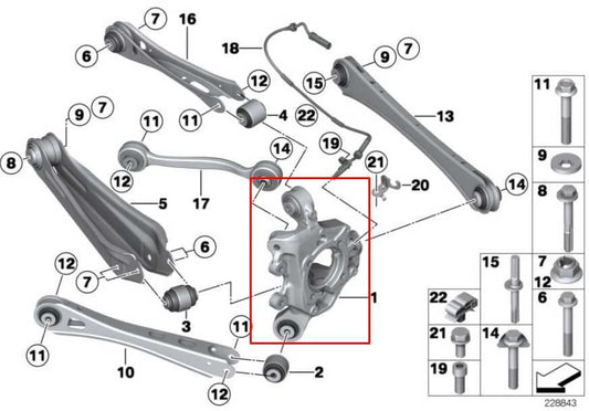 2011-2017 BMW X3 xDrive28i Rear Left Driver Side Spindle Knuckle Hub 33406797569 - Alshned Auto Parts