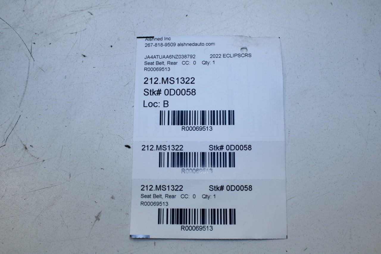 22-25 Mitsubishi Eclipse Cross ES Rear RH and LH Center 2nd Row Seat Belt Buckle - Alshned Auto Parts