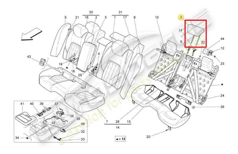 2017-21 Maserati Ghibli 3.0L RWD Rear Center 2nd Row Seat Headrest 673003982 OEM - Alshned Auto Parts