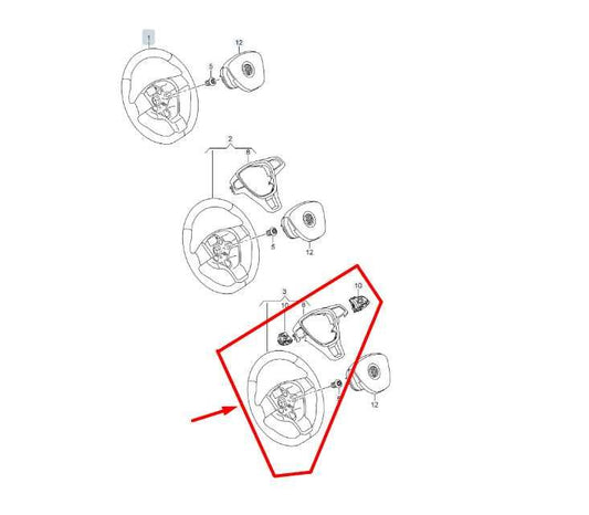 2016 Volkswagen Jetta Sport Steering Wheel w/ Control Buttons 5C0-419-091-BL-DPX - Alshned Auto Parts