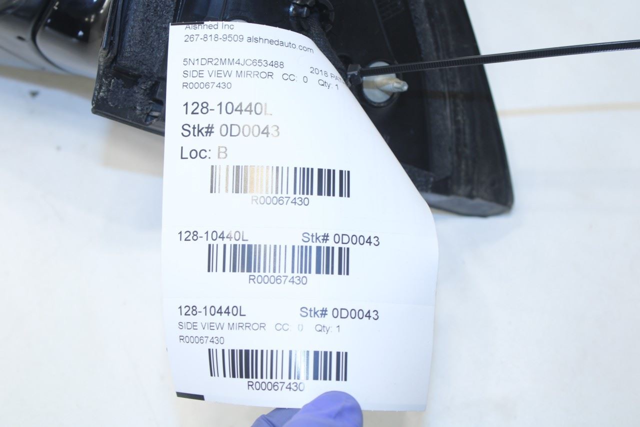 17-20 Nissan Pathfinder SV 3.5L Driver LH Side Rear View Mirror 96302-9PJ9A OEM - Alshned Auto Parts