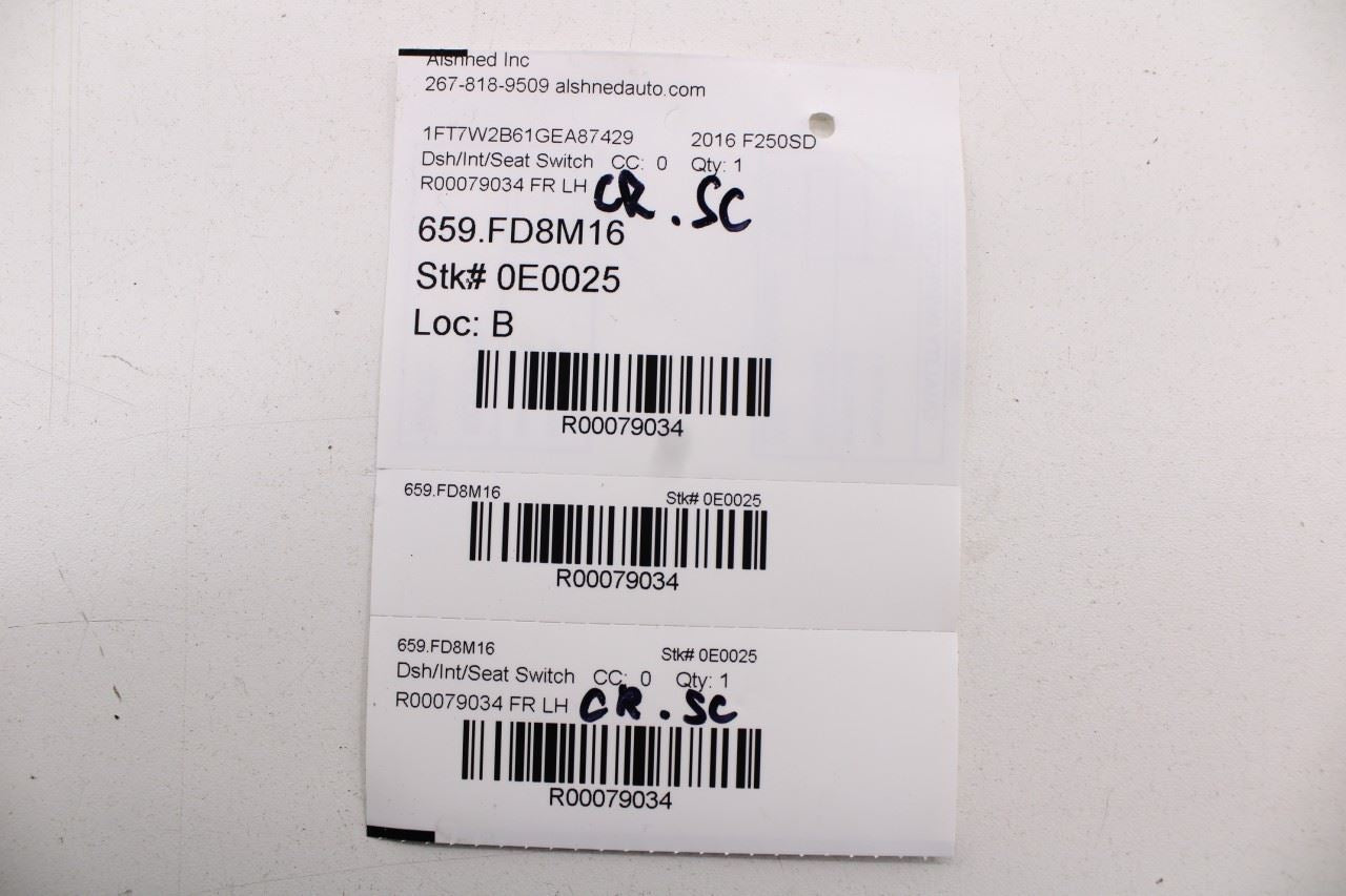 11-16 Ford F250 Lariat FR Left Power Seat Adjustment Switch 9L3Z-14A701-FB *ReaD - Alshned Auto Parts