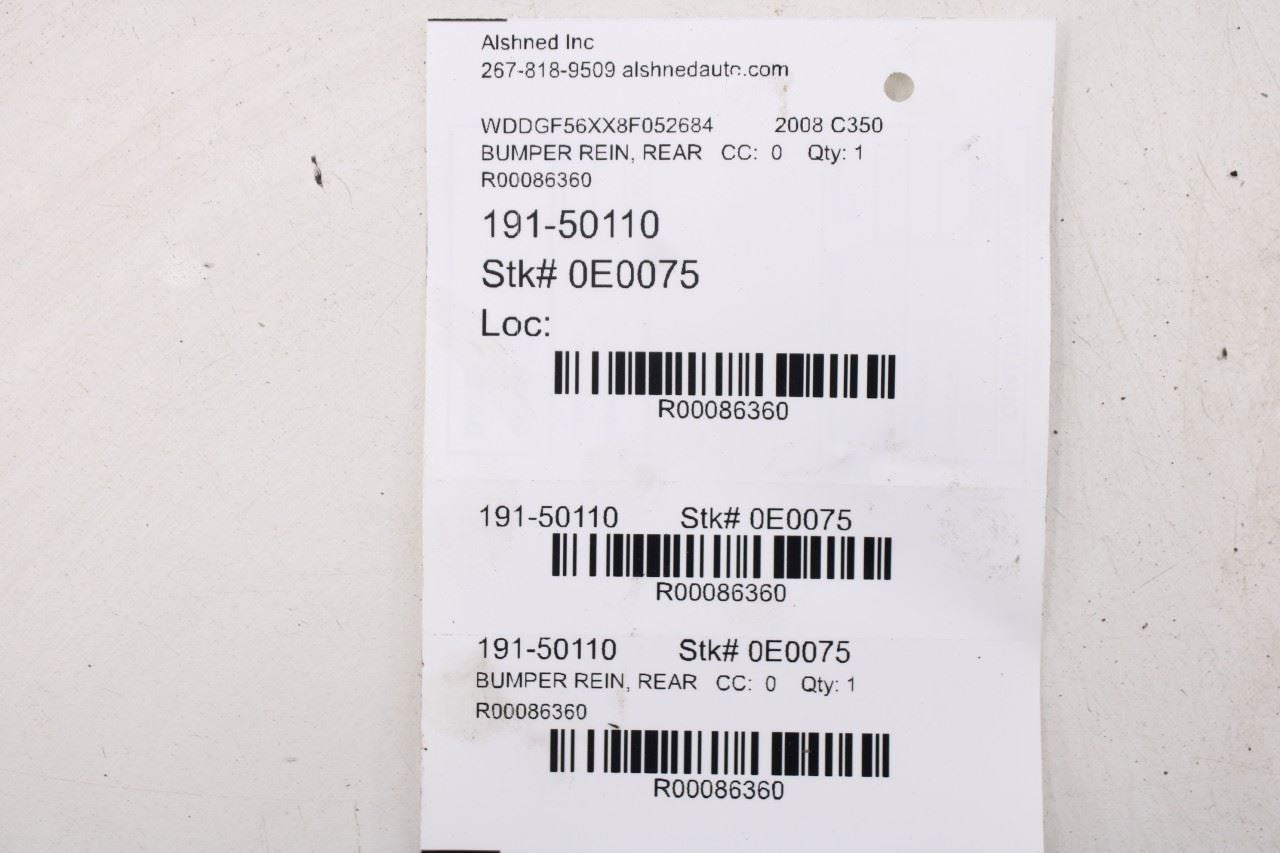 2008-14 Mercedes-Benz C350 Sport Rear Bumper Reinforcement Impact Bar 2046400671 - Alshned Auto Parts