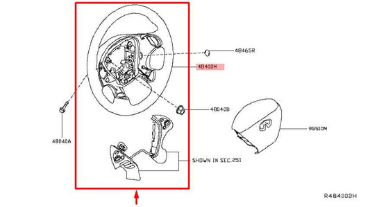 2016-20 Infiniti QX60 Steering Wheel Leather w/ Control Buttons 48430-9NF0A OEM - Alshned Auto Parts