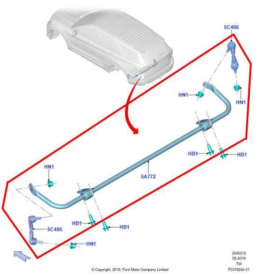 20-25 Ford Explorer 4WD Rear Stabilizer Sway Anti Roll Bar w/ Links LB5C5A771DC - Alshned Auto Parts