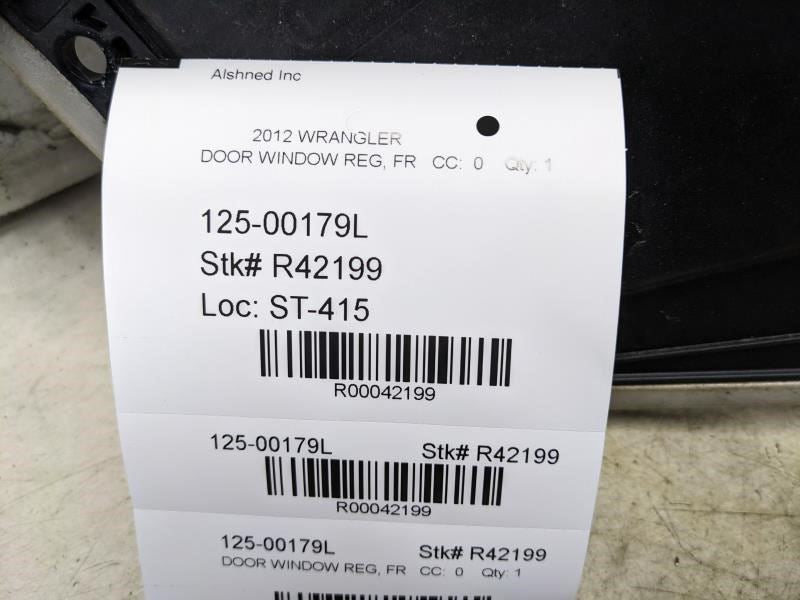 07-18 Jeep Wrangler Sport AWD Front Driver Left Side Door Window Glass Regulator11