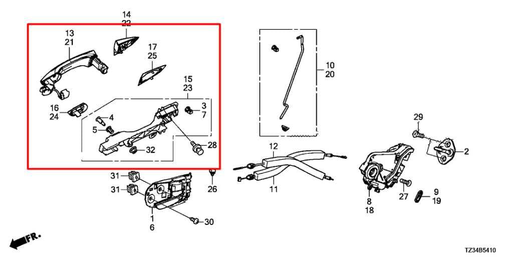 2015-2017 Acura TLX Tech 3.5L FWD Rear Passenger Right Side Door Exterior Handle1