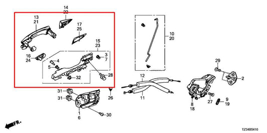 2015-2017 Acura TLX Tech 3.5L FWD Rear Passenger Right Side Door Exterior Handle - Alshned Auto Parts