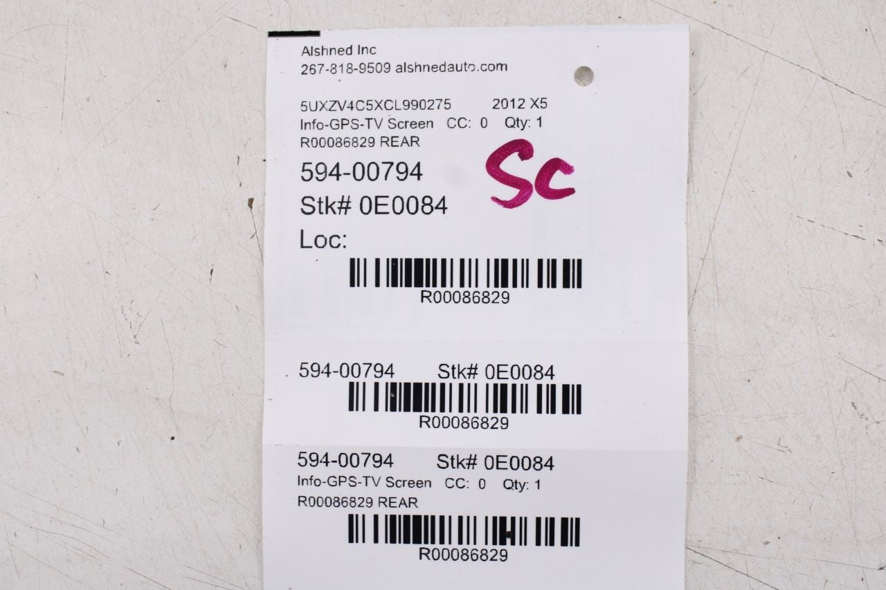 2007-13 BMW X5 Xdrive35i Rear Compartment Entertainment Monitor 65509166783 OEM - Alshned Auto Parts