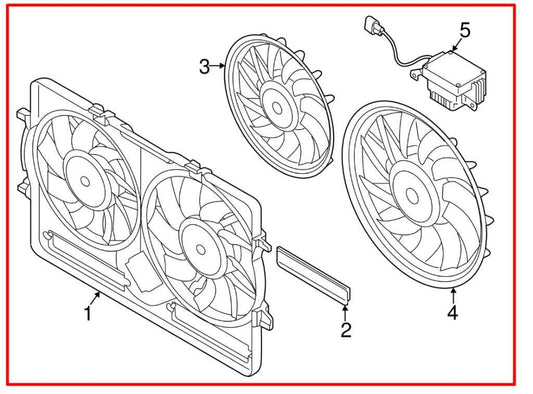 2009-16 Audi A4 2.0L Dual Radiator Cooling Fan Motor Assembly 8K0-121-003-M OEM - Alshned Auto Parts