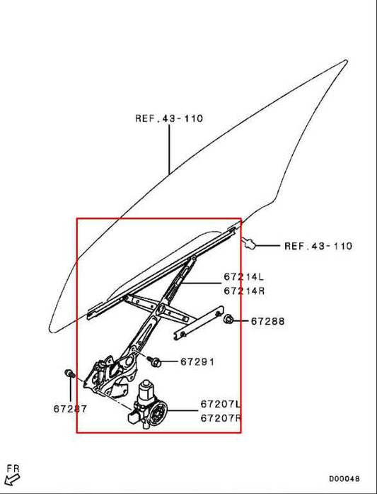 2011-25 Mitsubishi Outlander Sport SE Front Left Door Window Regulator w/ Motor - Alshned Auto Parts