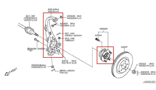 2014-17 Infiniti QX50 Front Right Passenger Side Spindle Knuckle Hub 40014-4GA0A - Alshned Auto Parts