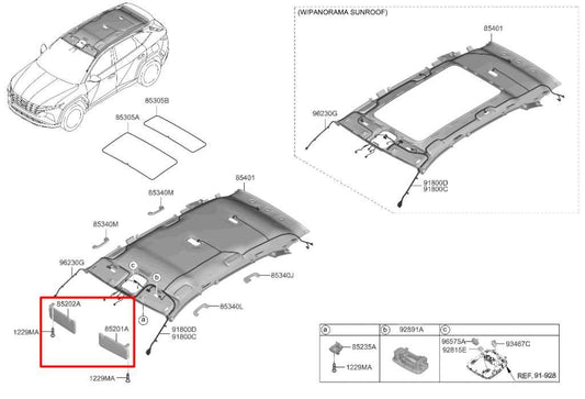 22-23 Hyundai Tucson SEL 2.5L Front Right and Left Side Sun Visor Set w/ Mirror - Alshned Auto Parts
