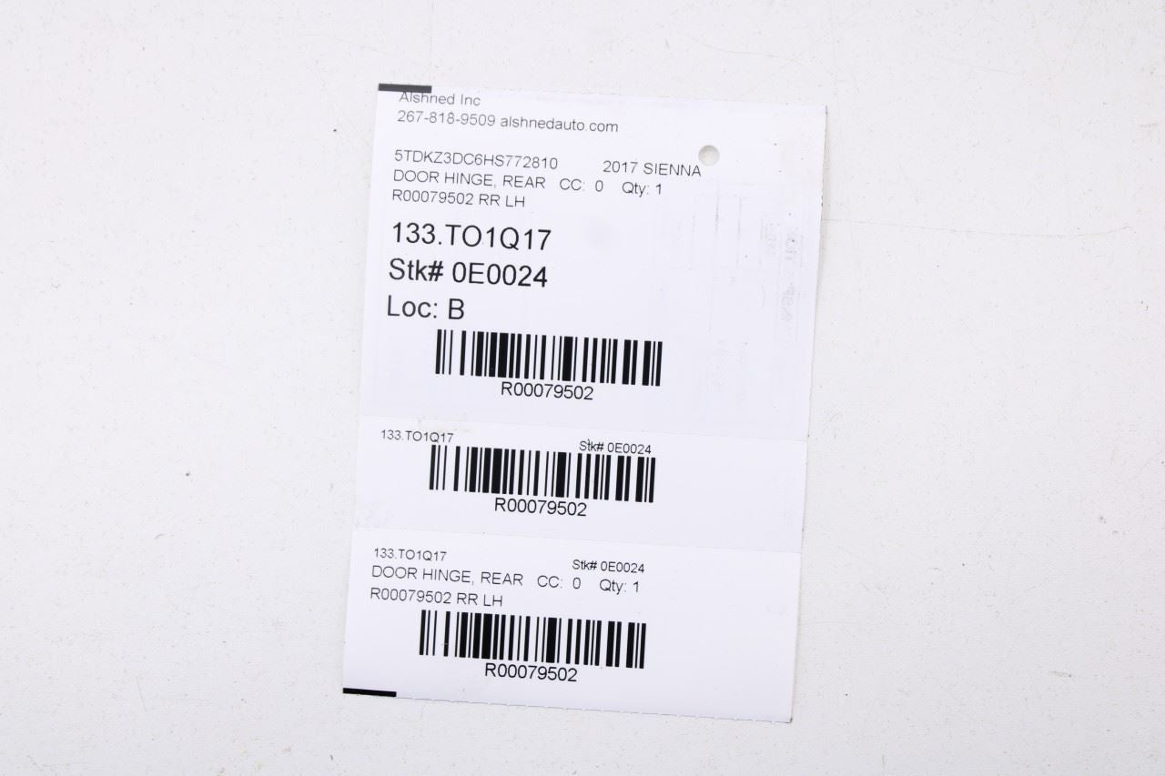 11-20 Toyota Sienna LE 3.5L Rear Driver Left Side Sliding Door Roller Hinge Set - Alshned Auto Parts