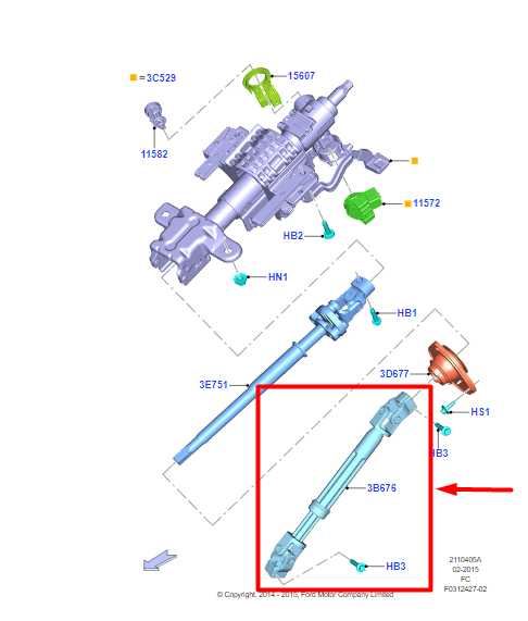 2015-2020 Ford F150 Steering Column Lower Shaft FL3Z-3B676-A OEM - Alshned Auto Parts