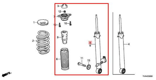 2018-22 Honda Accord 1.5L FWD Rear Right Shock Strut Absorber 52611-TVA-L92 OEM - Alshned Auto Parts