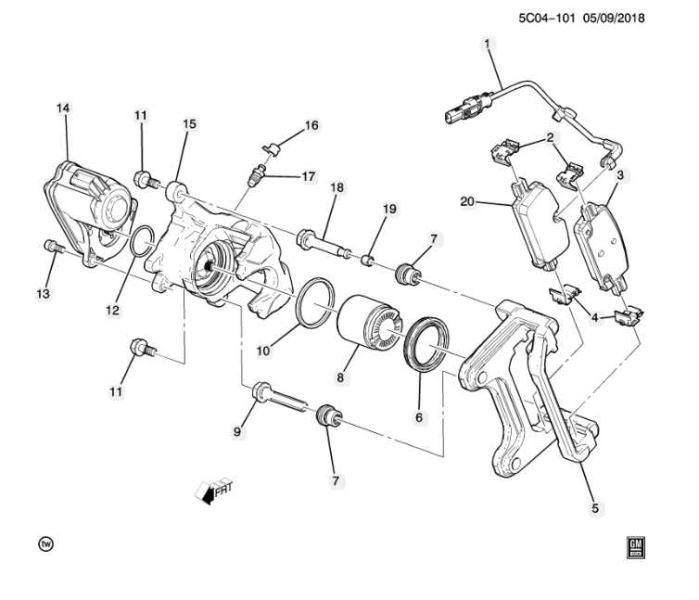 2019-2024 Chevrolet Silverado 1500 RR Left Side Brake Disc Caliper 84688288 OEM - Alshned Auto Parts