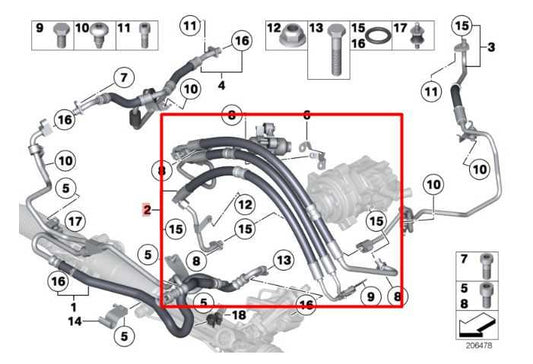 10-15 BMW 750Li xDrive 4.4L Dynamic Drive Power Steering Pressure Expansion Hose - Alshned Auto Parts