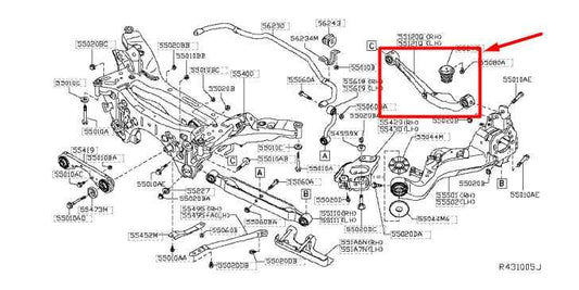 2014-20 Nissan Rogue Rear Right Passenger Side Upper Control Arm 55120-JD02B OEM - Alshned Auto Parts