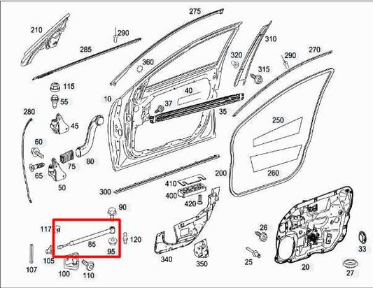 07-11 Mercedes-Benz S550 Front LH or RH Door Check Strap Shock Strut 2217200716 - Alshned Auto Parts