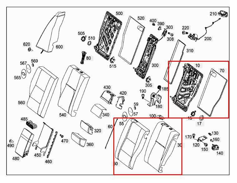 15-21 Mercedes-Benz C300 4Matic Rear LH Side 2nd Row Seat Backrest Upper Cushion1