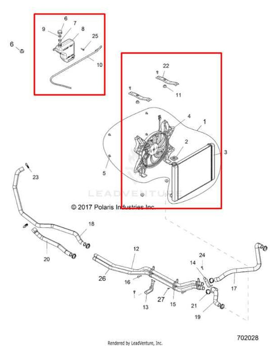 2014-23 Polaris RZR XP 1000 Engine Cooling Radiator Fan Motor Assy w/ Reservoir - Alshned Auto Parts