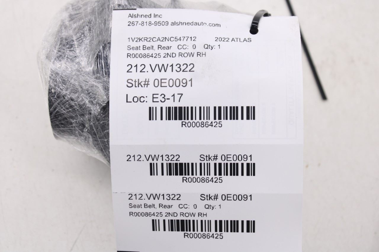 2018-25 Volkswagen Atlas SE 3.6L AWD Rear Right Side 2nd Row Seat Belt Retractor - Alshned Auto Parts