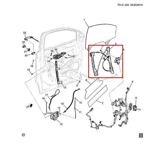 2017-2023 GMC Acadia SLT-1 Front Right Door Window Regulator w/ Motor 23100247 - Alshned Auto Parts