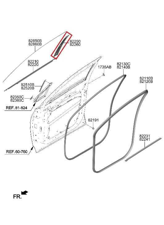 2019-23 Hyundai Santa Fe SEL Front Right Door B-Pillar Garnish Assy 82260-S10001