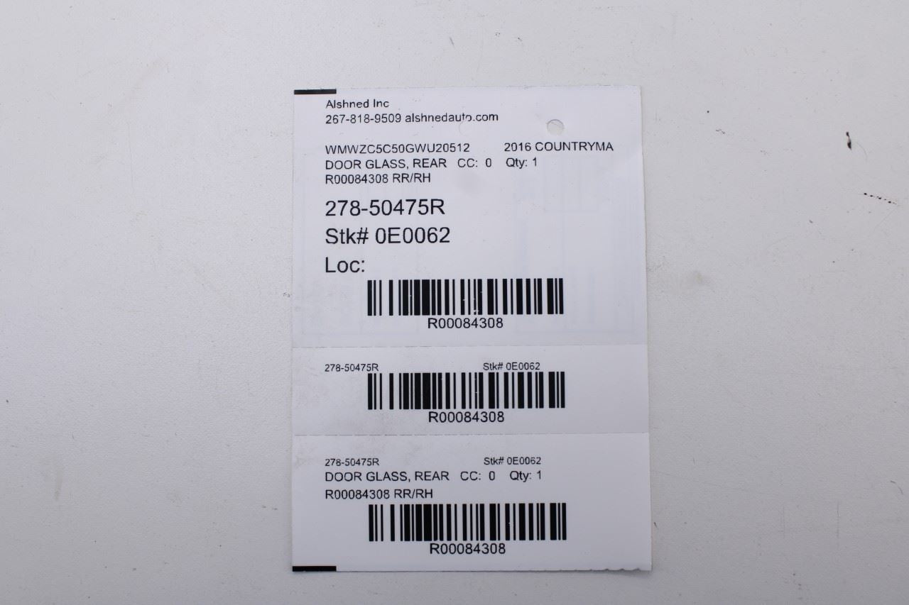 2010-2016 Mini Countryman Cooper S Rear Right Door Window Movable Glass 980063810