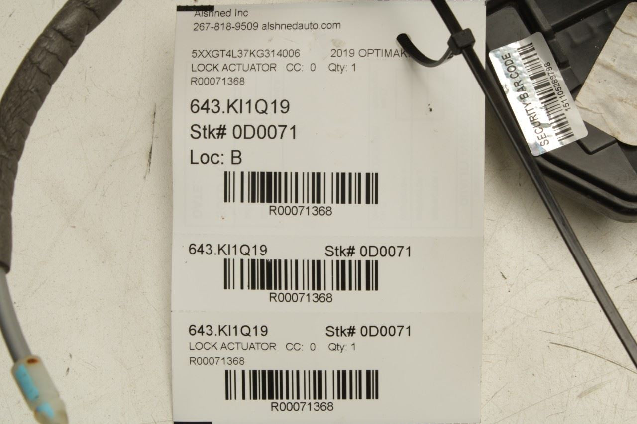 2016-20 Kia Optima LX Rear Left Driver Side Door Lock Latch Actuator 81415-D5000 - Alshned Auto Parts