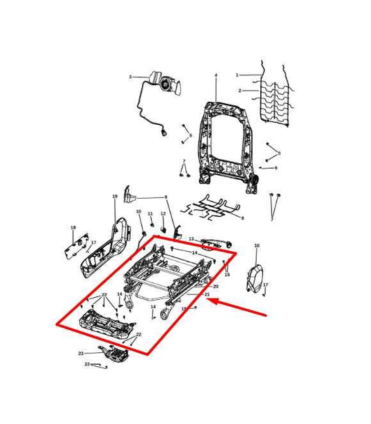 19-24 Ram 2500 Front Right Seat Lower Track Frame w/ Seat Cushion 68433844AA OEM - Alshned Auto Parts