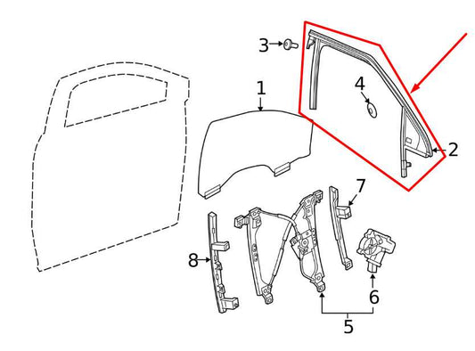 2019-2025 Chevrolet Blazer 2LT Front Right Door Window Run Channel w/ Vent Glass - Alshned Auto Parts