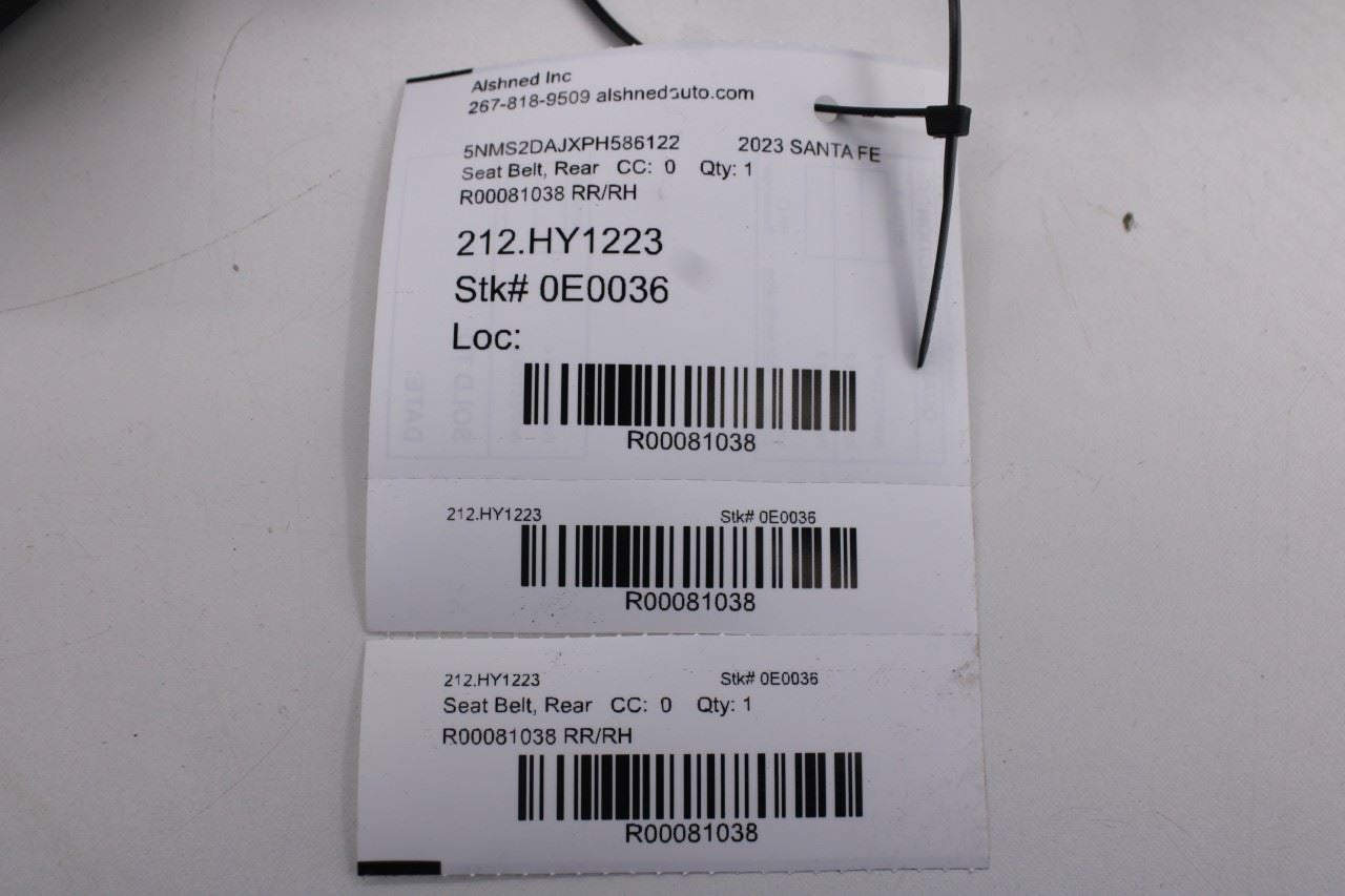 19-23 Hyundai Santa Fe SEL 2.5L AWD Rear Right Side 2nd Row Seat Belt Retractor - Alshned Auto Parts