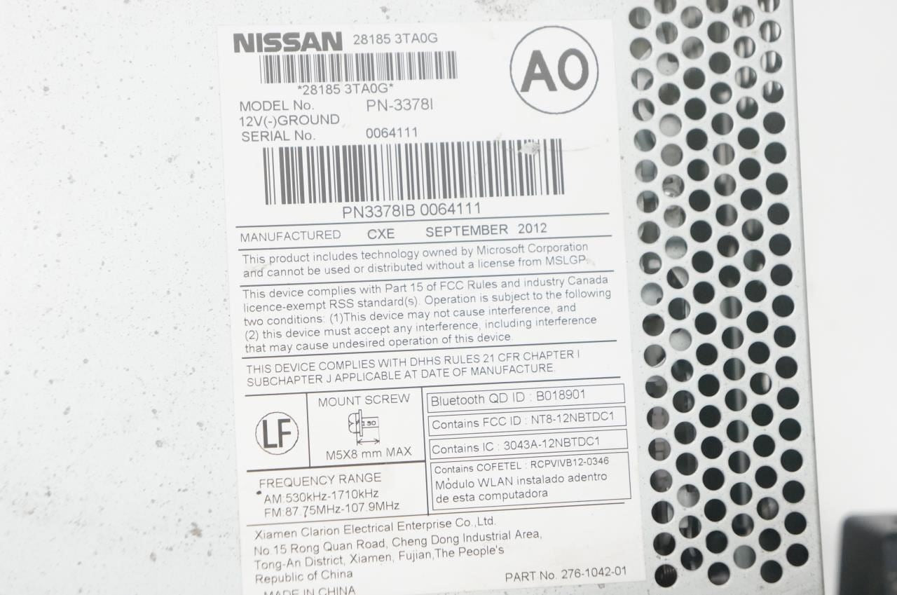 2013-2015 Nissan Altima Radio Faceplate CD Player with Receiver 28185-3TA0G OEM - Alshned Auto Parts