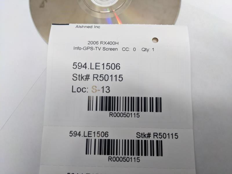 2006-07 Lexus RX400H DVD Navigation Map North America U20 Ver. 05.1 86271-33045 - Alshned Auto Parts