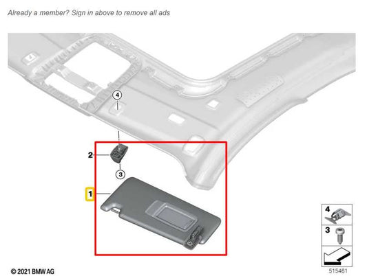 2023-25 BMW 430i xDrive Front RH and LH Side Sun Visor Set w/ Illuminated Mirror - Alshned Auto Parts